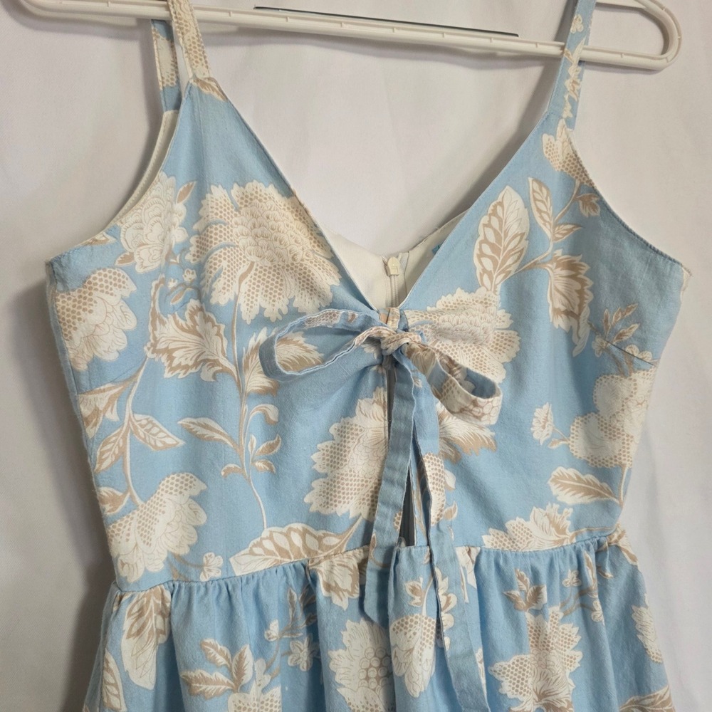 Anna Be Floral Dress Womens Small Cottagecore Blue Tie Front Babydoll Mini - Picture 6 of 13